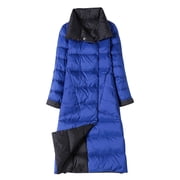 EGNMCR Womens Long Puffer Coat, Long Sleeve Padded Winter Down Coats, Hooded Parka Jacket Women's Thin And Thin Mid-Length Knee-length Down Jacket Women Coat