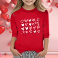 thumbnail image 2 of PMVFHDE Combinaisons Filles Hauts T-Shirt Fille T-Shirts Filles T-Shirts pour Fille T-Shirts Graphiques T-Shirts pour Fille Graphique T-Shirts de la Saint-Valentin pour Filles Imprimé Col Rond Fonctionnel Manches 3/4 T Rouge,13-14 Ans, 2 of 4