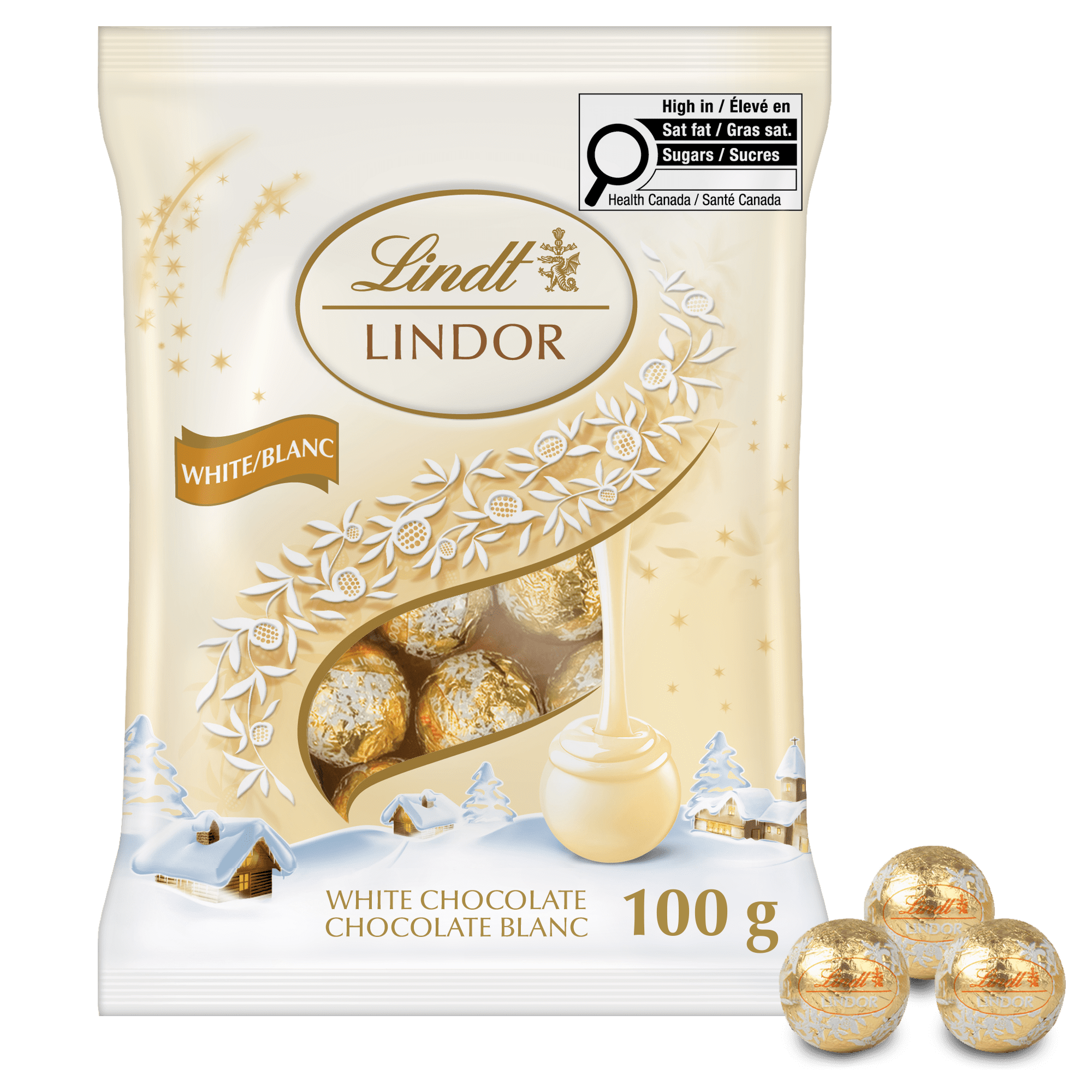Lindt LINDOR Mini White Chocolate Balls, 100-Gram Bag