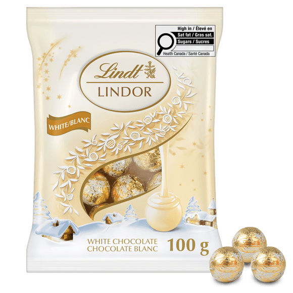Lindt LINDOR Mini White Chocolate Balls, 100-Gram Bag