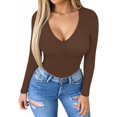 thumbnail image 2 of ORUYROP Combinaison à Manches Courtes à Manches Longues Deep V Neck pour Vêtements pour Femmes, 2 of 5