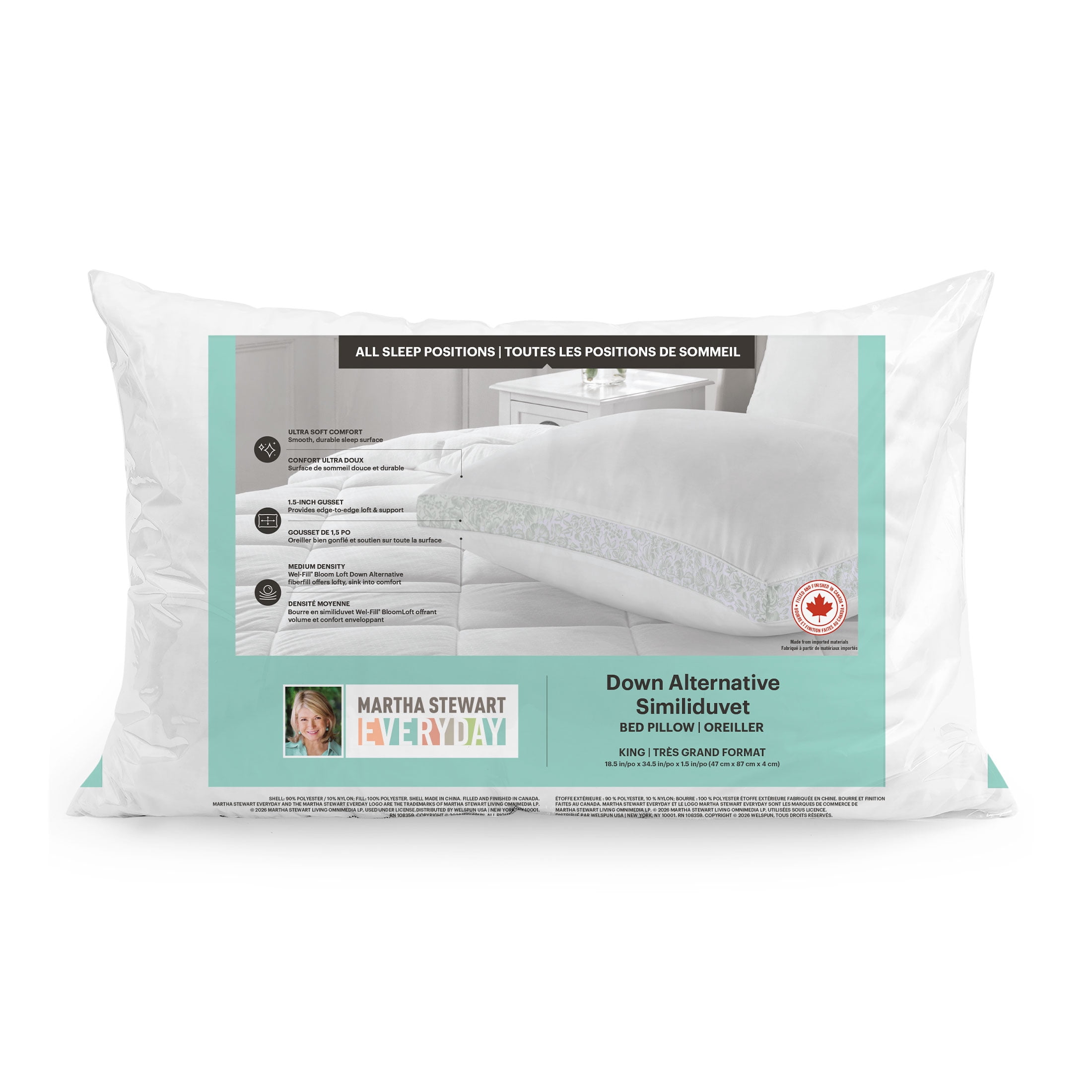 Martha Stewart Everyday Down Alternative King Bed Pillow