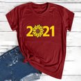 thumbnail image 1 of Débardeurs d'Été Grande Taille pour Femmes Mode Manches Courtes Col Rond T-shirt 2021 Haut Imprimé T-shirt Col en V Femmes en Liquidation, 1 of 5