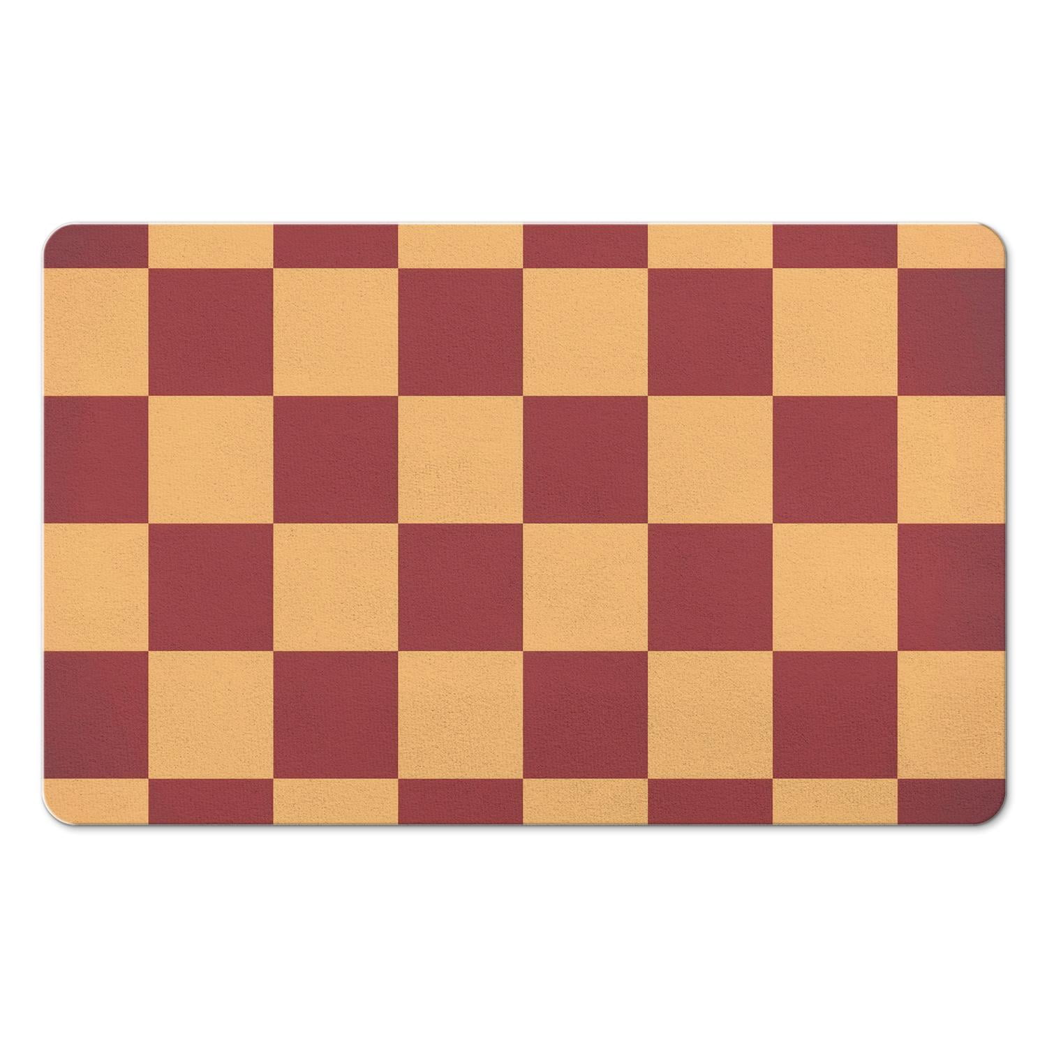 Supreme Non-Slip Long Bath Mat: Checkered Bathroom Runner Rug. Soft, Absorbent Microfiber. Machine Washable Floor Mats for Showers, 20x32in