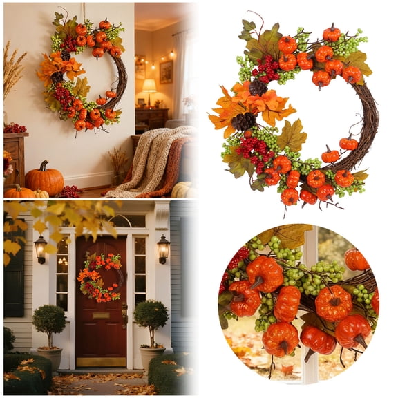 Oliegs Autumn Maple Leaf Vine Wreath Front Door Seasonal Autumn Thanksgiving