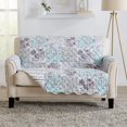thumbnail image 1 of CHOK Floral Patchwork Reversible Washable Pet Furniture Protector  (54” Love Seat  Gray / Aqua), 1 of 7