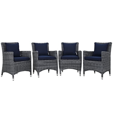 Modway Summon Ensemble de Salle à Manger d'Extérieur Sunbrella® de 4 Pcs en Canvas Navy