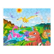 SIYTUAU Dinosaur Theme 100 Piece Jigsaw Puzzle In Canned Box Educational Toy For Children Kids Learning Activity Paper Material Puzzle Game A