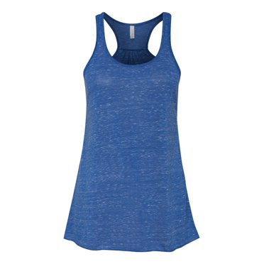 Bella Ladies Flowy Racerback Tank, XL, True Royal Marble