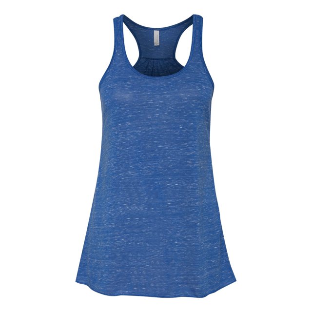Bella Ladies Flowy Racerback Tank, XL, True Royal Marble