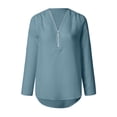 thumbnail image 4 of Women's Loose Chiffon Shirt - Long Sleeves, Zipper Detail, Plus Size Button Top, 4 of 4