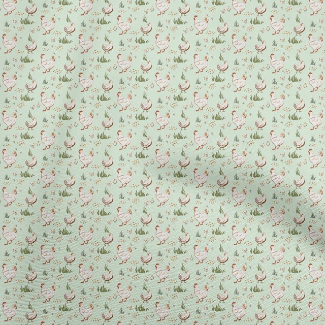 oneOone Polyester Spandex Lime Green Fabric Birds Rooster Craft Projects Decor Fabric Printed By The Yard 56 Inch Wide