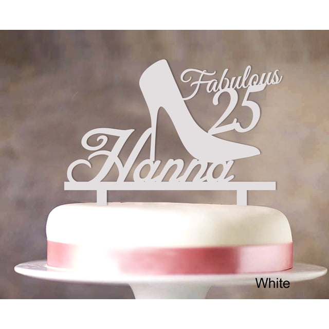 Custom Birthday Cake Topper Personalized White Cake Topper Color Option Available 5-7 Inches Wide