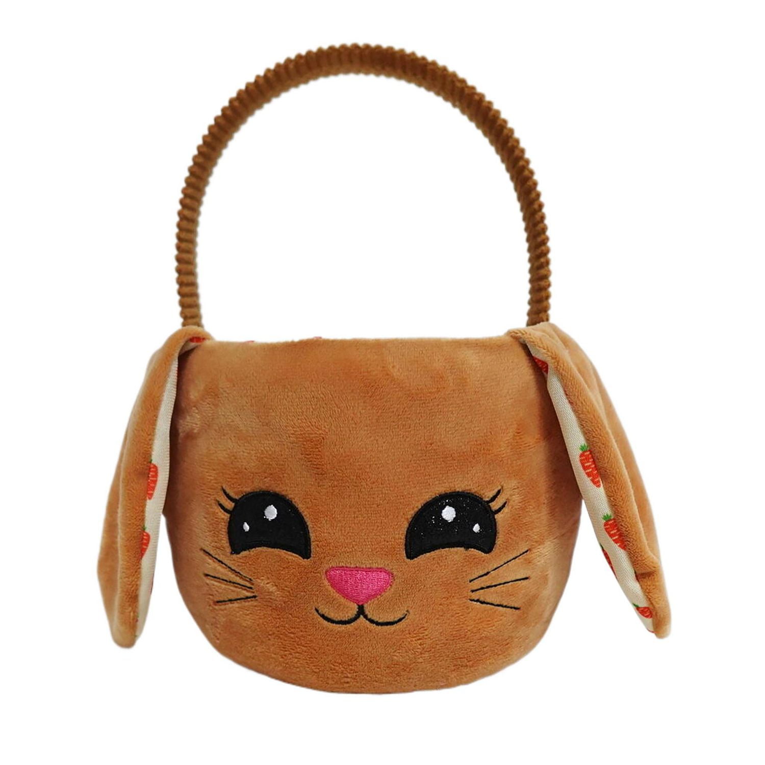 Way To Celebrate Easter Plush 10.5inch Easter Bunny Basket, brown