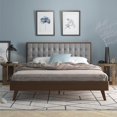 thumbnail image 1 of DG Casa Soloman Mid Century Modern Upholstered Platform Bed Frame, King Size, Gray, 1 of 11