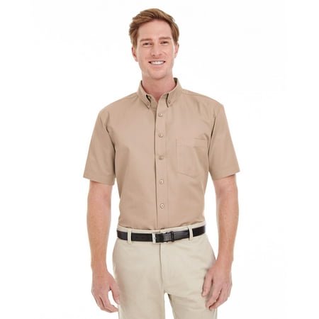 Harriton Chemise en Sergé à Manches Courtes pour Hommes Foundation 100 % Coton avec Teflonâ„¢
