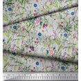 thumbnail image 3 of Soimoi Gray Modal Satin Fabric Leaves & Floral Decor Fabric Printed BTY 42 Inch Wide, 3 of 3