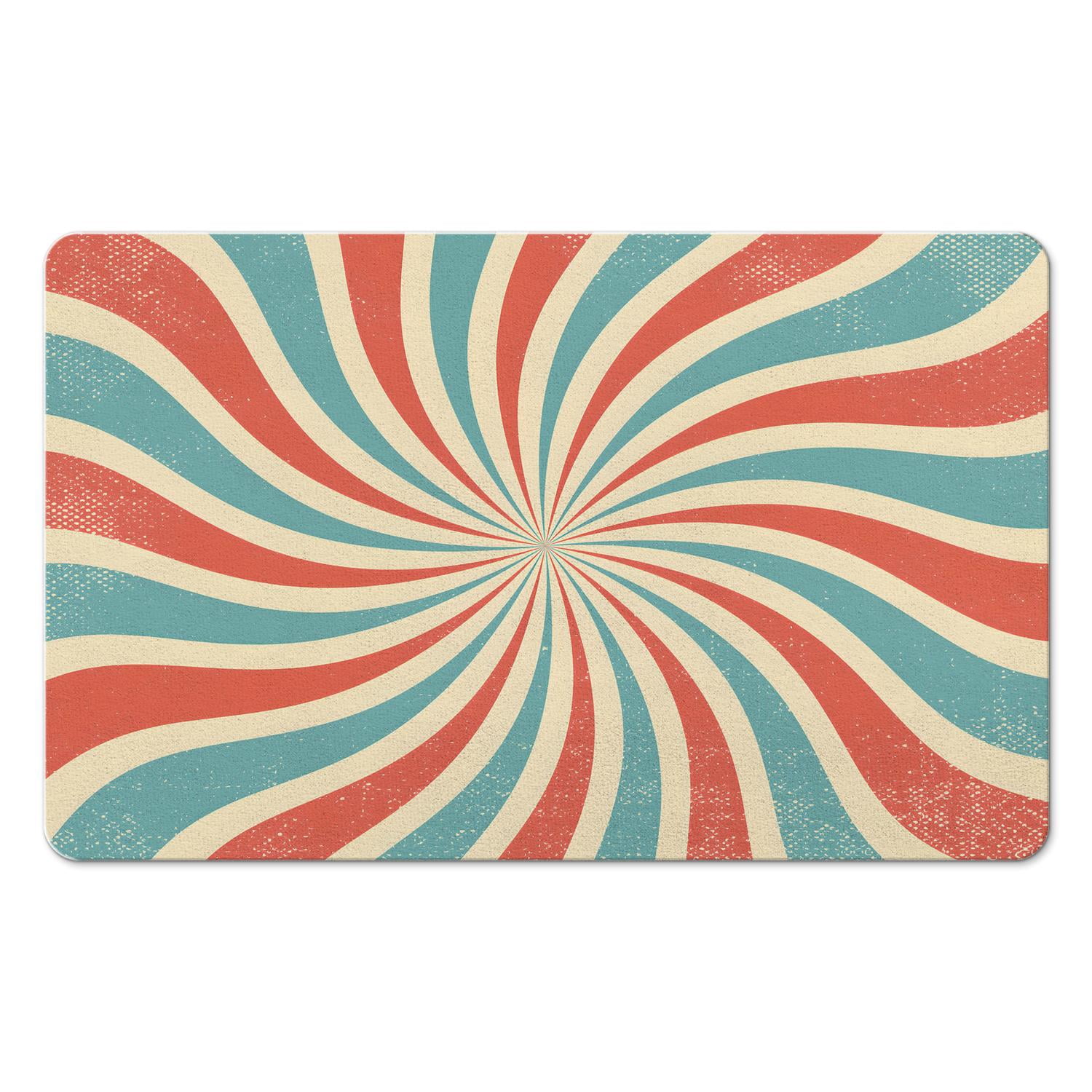 Add Boho Chic to Your Bathroom - Non-Slip Half Circle Bath Mat, Cute Bohemian Theme, Ideal for Bedroom, Home Decor, Semi Round Shower Rug, Machine Washable, Retro Sun Design, 20x32 inch