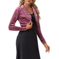 thumbnail image 4 of INSPIRE CHIC Boléro Court en Velours à Col à Revers Ouvert à Manches Longues pour Femme TP Violet, 4 of 6