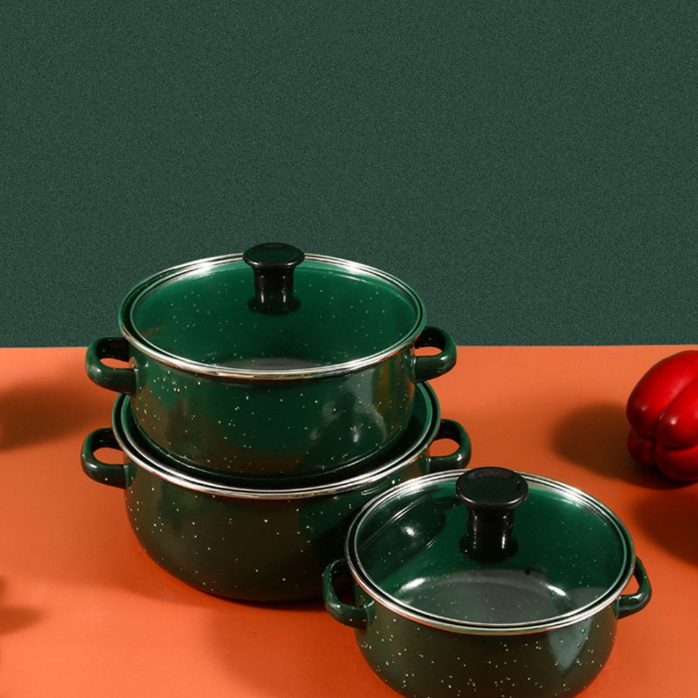RUNROTOO 3pcs Cooking Pot Set with Lid for Induction Cooking Easy Clean Cookware for Home Kitchen