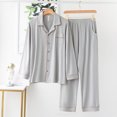 thumbnail image 1 of Gift TIMIFIS Mens Pajama Set Soft Long Sleeve Pajamas for men Lightweight Button Up Sleepwear Lounge Pjs Set With Pockets pring/Summer, 1 of 3