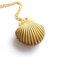 thumbnail image 1 of Riforla Seashell Locket Pendant Gold Locket Gold Brass Sea Shell Necklace Womens Jewelry Gold, 1 of 5