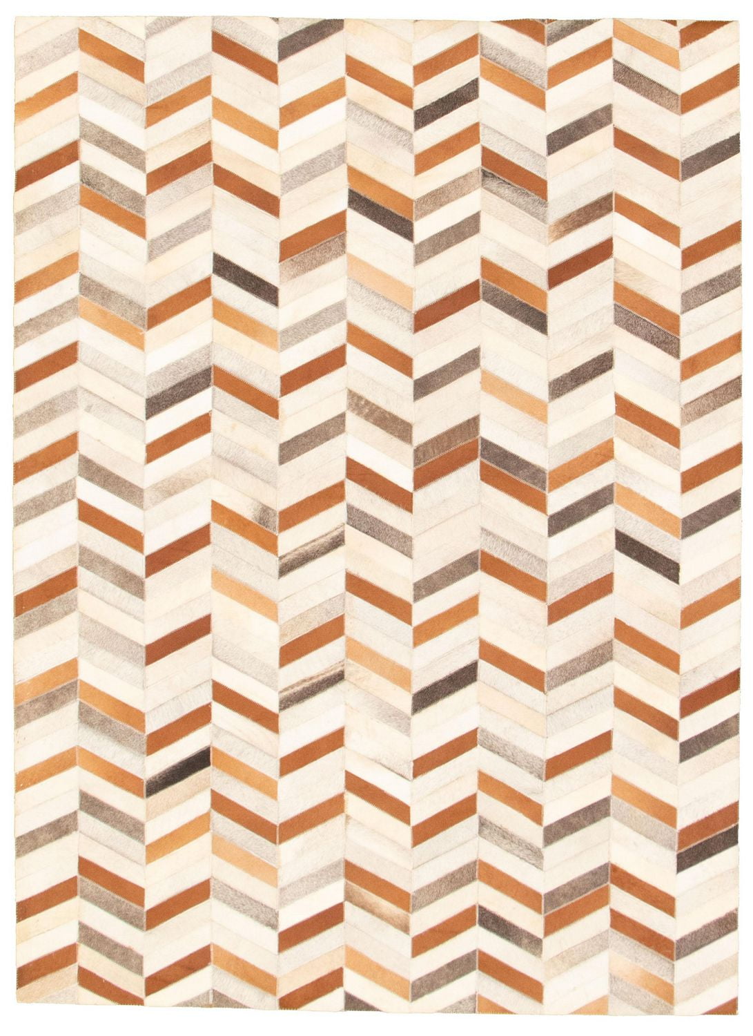 ECARPETGALLERY 4'8" x 6'7" Contemporary Cowhide Patchwork Handmade Area Rug for Living Room, Dining Room and Bedroom Brown