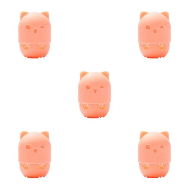 relayinert And Organize Cat Shaped Sponges Washable And Reusable Storage Box Bottom light orange 5Set