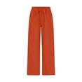 thumbnail image 4 of FAIWAD Women's Summer Linen Wide Leg Pants Drawstring High Waist Palazzo Flowy Beach Trousers with Pockets, 4 of 6