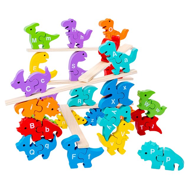 MERIGLARE Animal Balance Stacking Game Letter Matching Educational Wooden Balance Toys