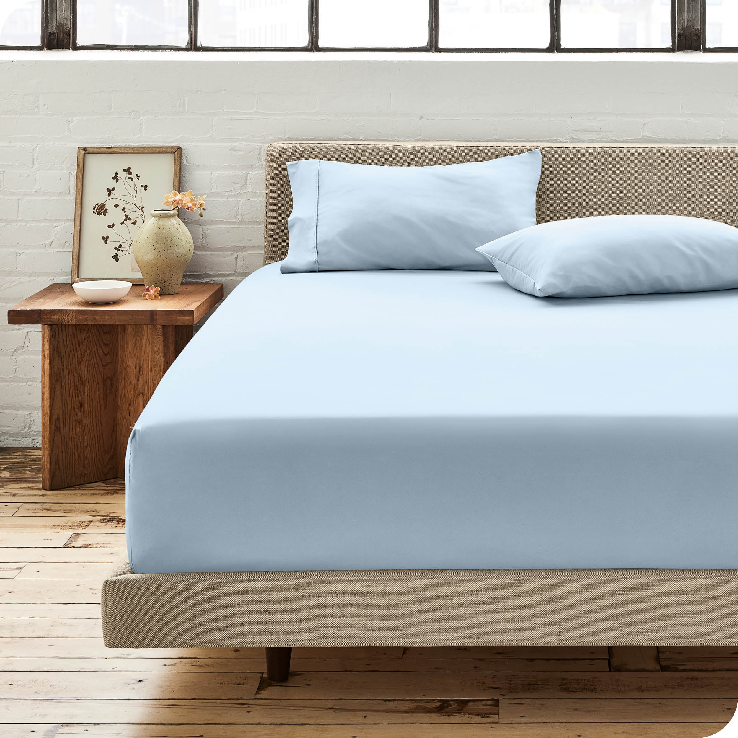 Bare Home 100% Organic Cotton Fitted Sheet - Percale Weave