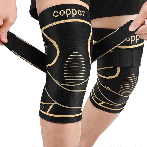 Copper Knee Brace for Women and Men(2 pack)Knee Compression Sleeve with Straps,Knee Braces for Knee Pain,Knee Support for Arthritis