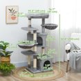 thumbnail image 3 of PawHut Arbre à Chat Tour 52,5 Pouces avec Lit, Condos pour Chats, Hamacs, Gris, 3 of 10
