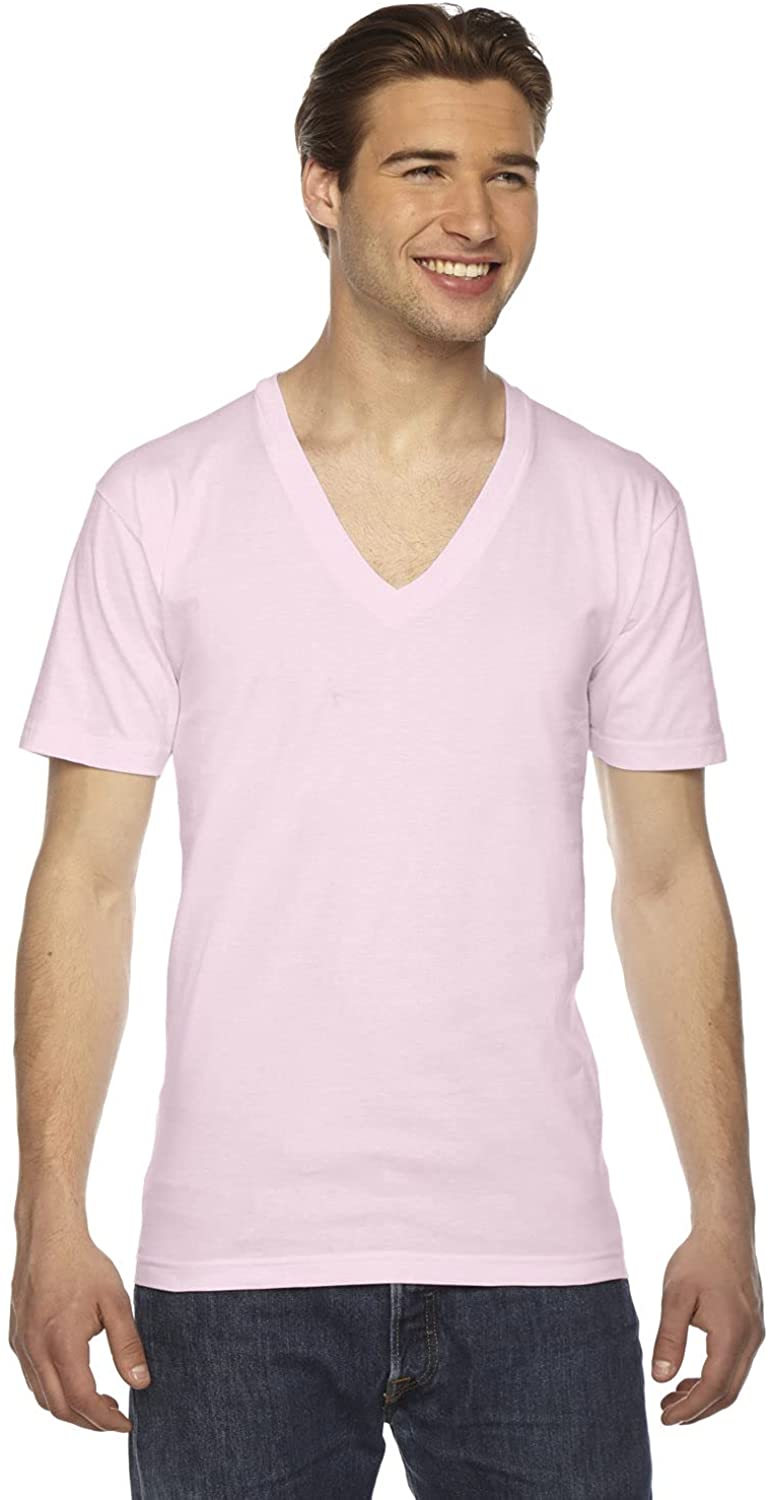 American Apparel T-Shirt Unisexe à Manches Courtes Col en V, TP, Rose Clair