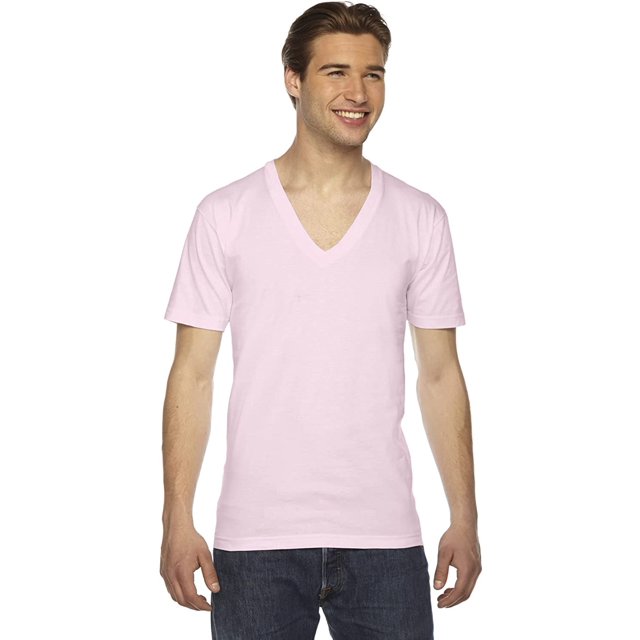 American Apparel T-Shirt Unisexe à Manches Courtes Col en V, TP, Rose Clair