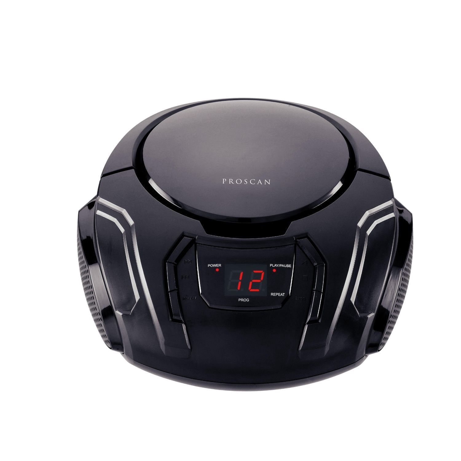 Radio-CD portable Proscan, entrée auxiliaire, affichage LED, haut-parleurs stéréo, lecture CD programmable, noir