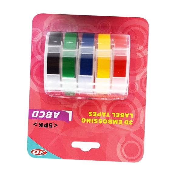 Ruban de Remplacement pour Fabricant d'Étiquettes 9 mm X 300 cm, Lot de 2, P Laminé - Ruban Tactile pour Ruban d'Étiquette