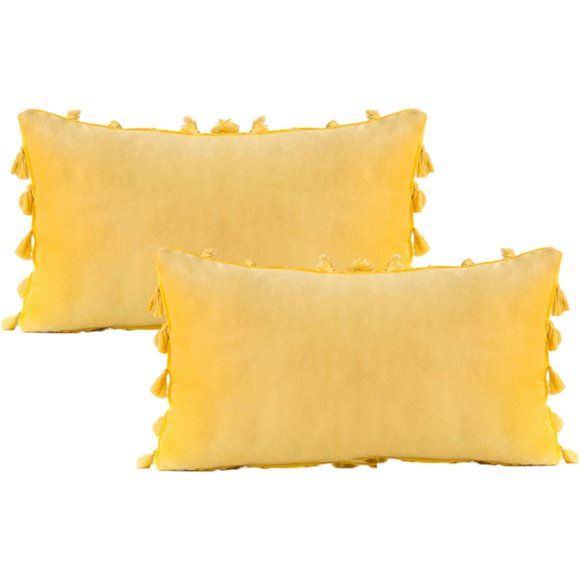 Boho Decorative Hold Pillowcase with tassel for Sofa Bed Sofa Soft Feature Cushion Cover, 12 x 20 "/30x 50cm - yellow