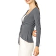thumbnail image 4 of INSPIRE CHIC Women's Tie Front Long Sleeve Ruffled Hem Open Front Knit Cardigan S Grey, 4 of 8