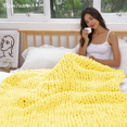 thumbnail image 2 of Comtest Chunky Knit Throw Blanket Chenille, Chicken Yellow, 80"x80"(King Size), 2 of 6