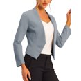 thumbnail image 4 of Blazer de Travail pour Femme Sans Col, Veste de Tailleur Chic Décontracté, Blazer Court, TG, Gris, 4 of 6