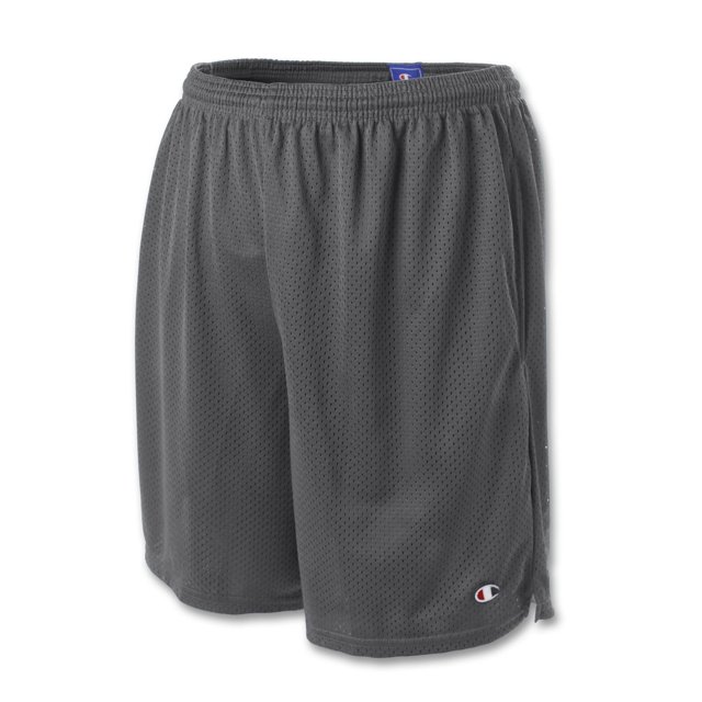 Champion Mens Long Mesh Shorts with Pockets, S, Granite