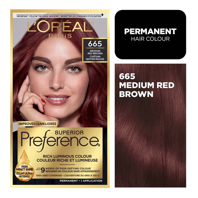 L'Oréal Paris Superior Préférence, Coloration Permanente, 665 Châtain Moyen Rouge, 1 kit