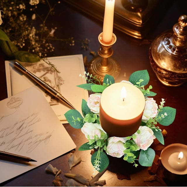 Fridja Sales Peony Candlestick Wreath Simulation Flowers European Holiday Decorations Wedding Desktop Decorations Home Decoration Summer Refresh for Home