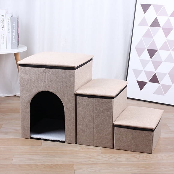Pet Ladder Cat and Dog Steps Teddy Thickened Sponge Ladder Foldable Cat And Dog Stairs Supports up to 165lbs / 75kg