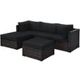 thumbnail image 1 of Patiojoy 5-Piece Outdoor Patio Sectional Rattan Sofa Set with Soft Back and Seat Cushion Black, 1 of 10