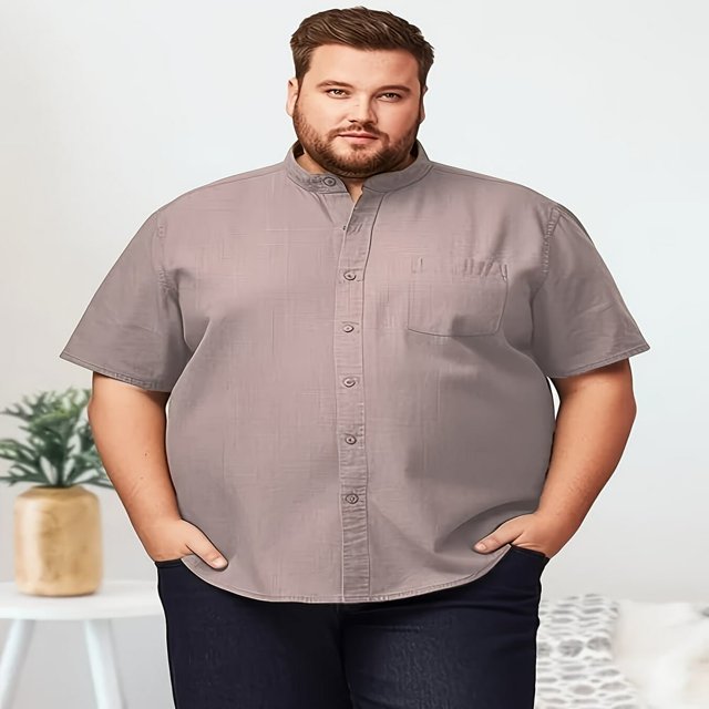 Chemise Classique à Manches Courtes pour Hommes Grande Taille Confort Signature Flex