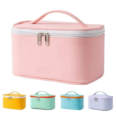 Trousse de Maquillage Sac Cosmétique de Voyage pour Femmes Filles Pochette à Fermeture Éclair Organisateur de Maquillage Imperméable Mignonne (Rose Pâle)