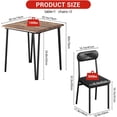 thumbnail image 2 of 3-Piece Dining Table Set for Two: Wooden Kitchen Table with Metal Frame and 2 Upholstered Chairs — Space-Saving for Apartment or Home Office (Retro), 2 of 7