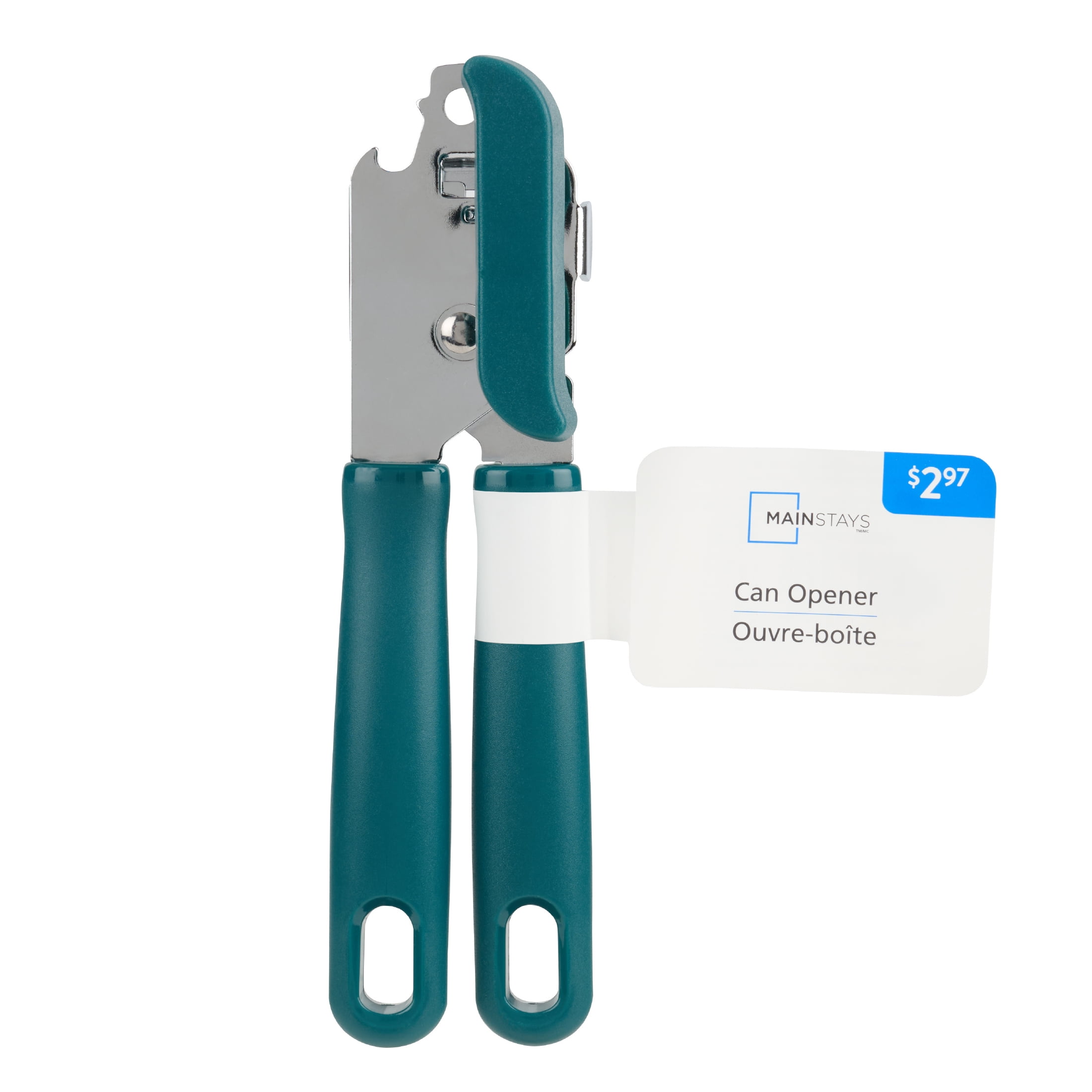 Ouvre-boîte manuel Mainstays avec décapsuleur intègré, poignée ergonomique, 20 cm, vert